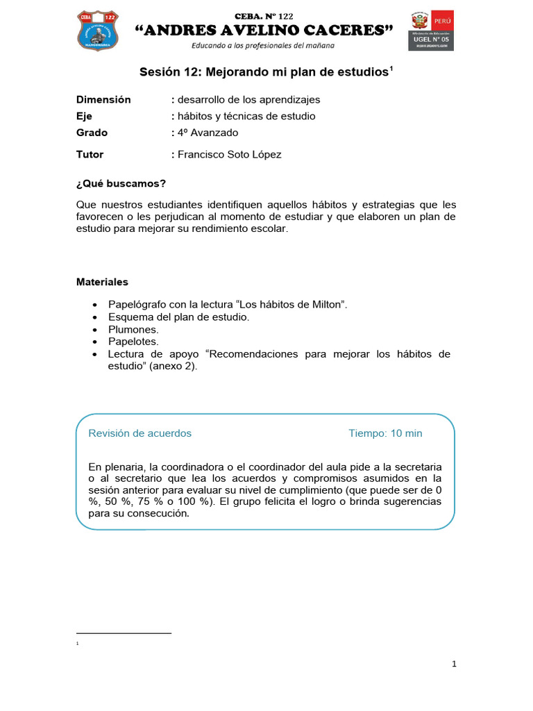 Tutoria Sesión #12 | PDF | Crecimiento personal y profesional