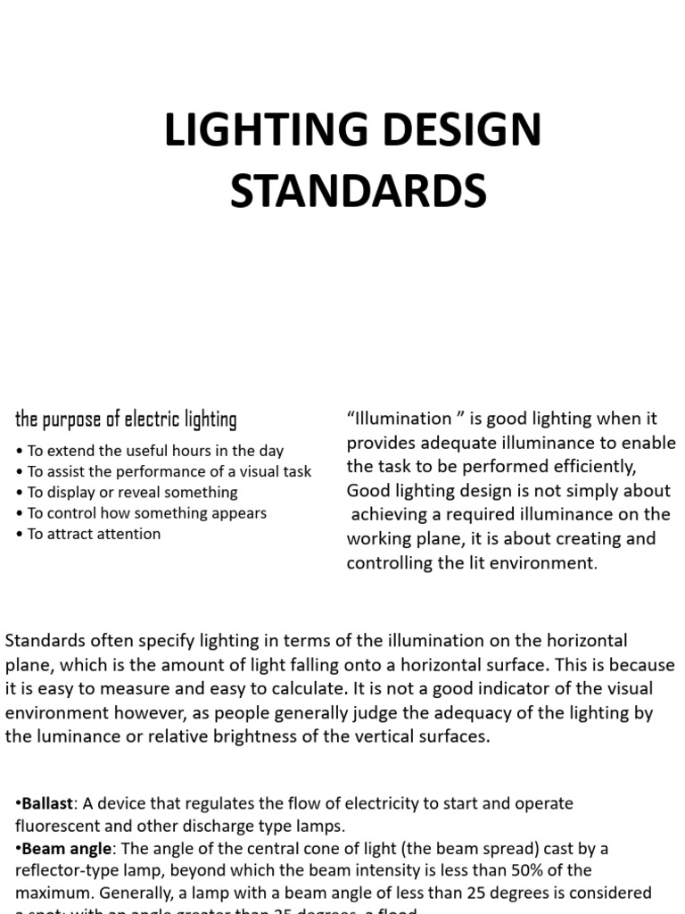 Lighting Design Standards Explained | PDF | Lighting | Psychophysics