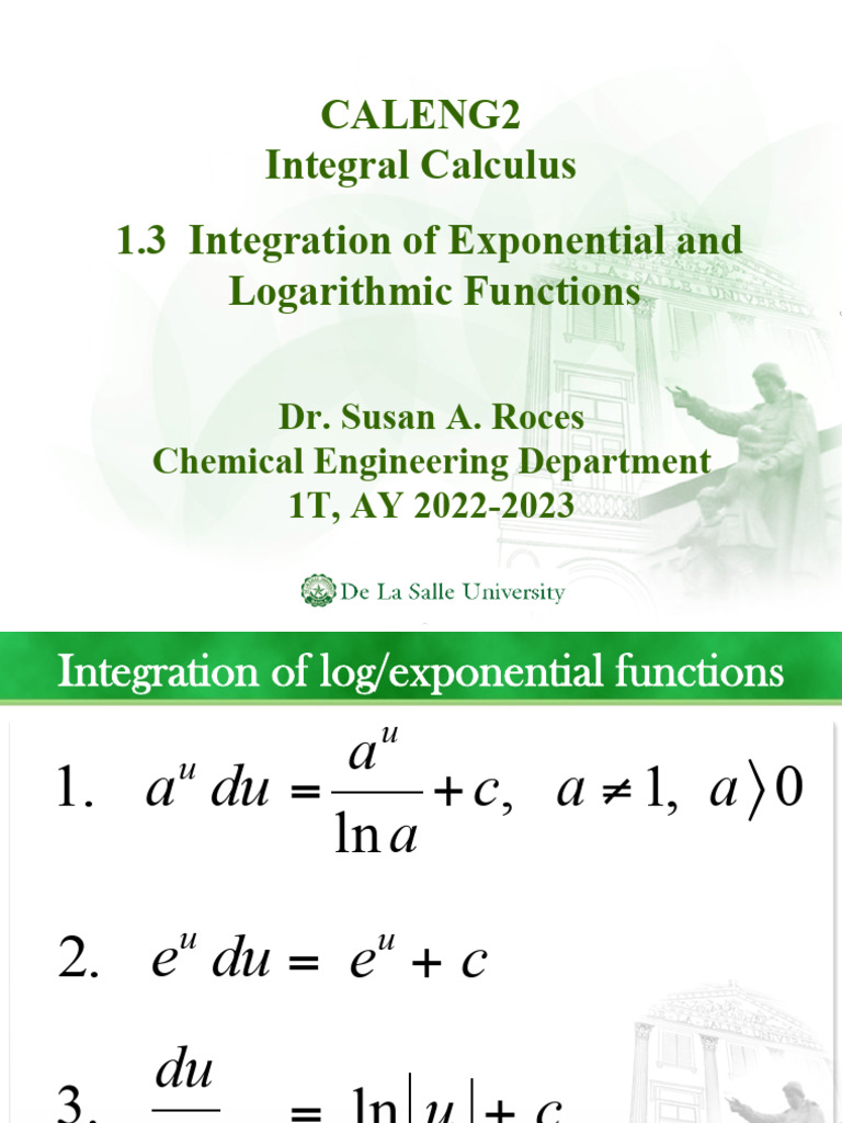 I.3 Integration of Exponential and Logarithmic Functions | PDF ...