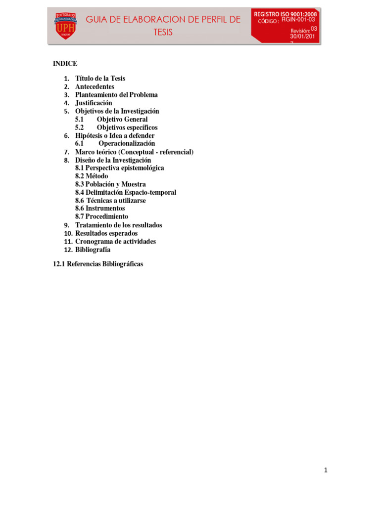 Rgin-001-03 Perfil de Tesis 2019 | PDF | Hipótesis | Teoría