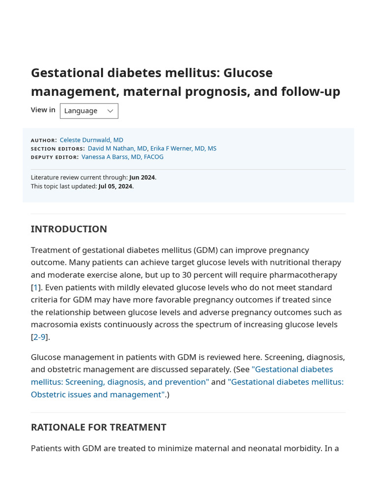 Gestational Diabetes Management Guide | PDF | Gestational Diabetes ...
