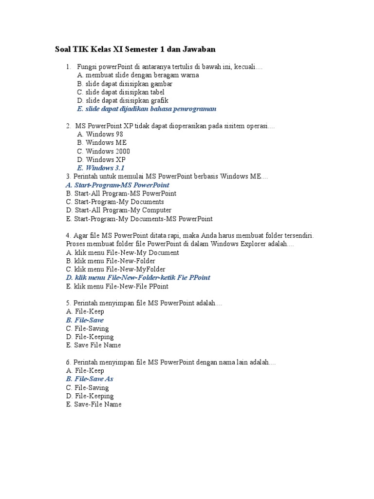 Contoh Soal Powerpoint Beserta Jawaban