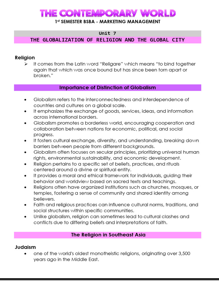 L7 - The Globalization of Religion and The Global City | PDF | Four ...