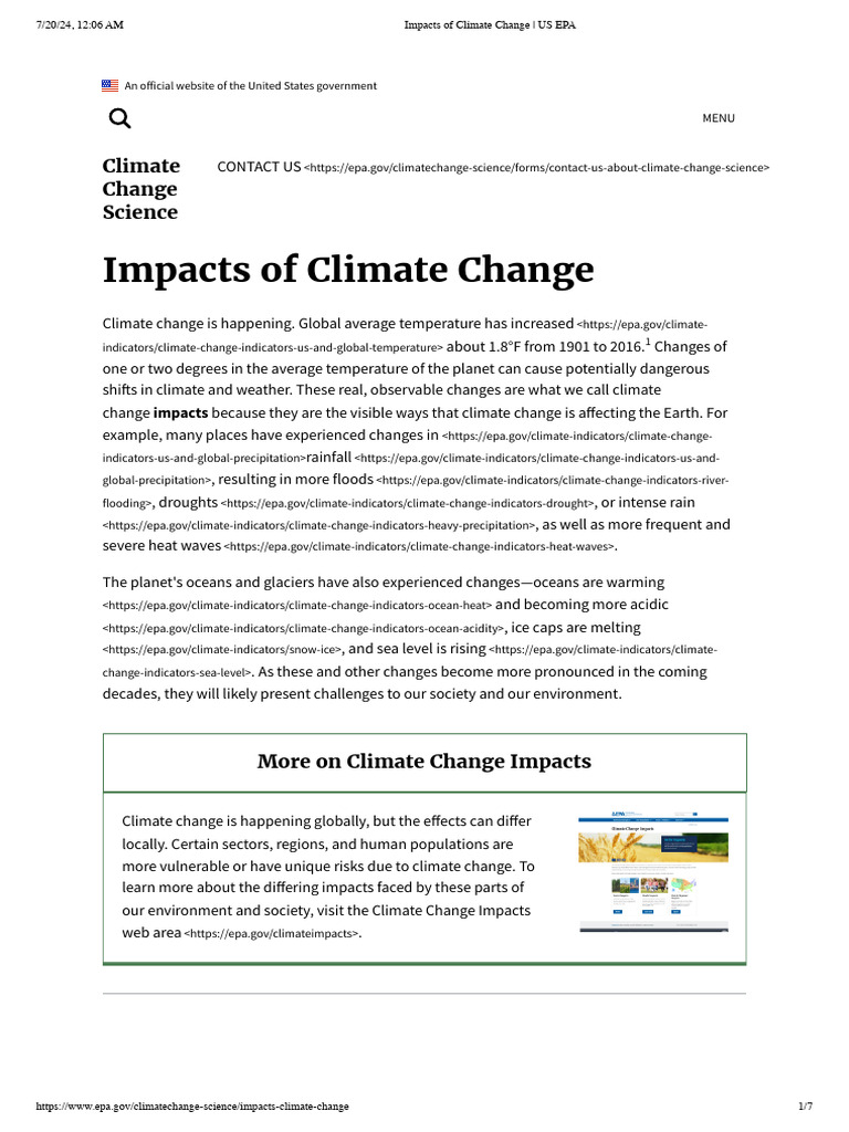 Climate Change Impacts Overview | PDF | Climate Change | Climate