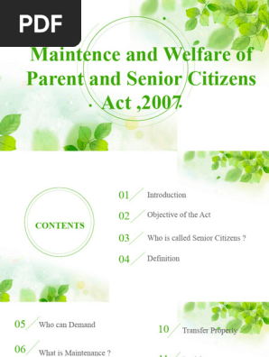 Maintenance and Welfare of Parents and Senior Citizens Act,2007