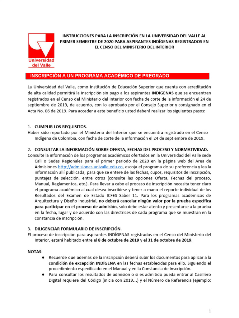 Informacion Aspirantes Inscripcion Sin Pago-InDIGENAS-23092019 | PDF