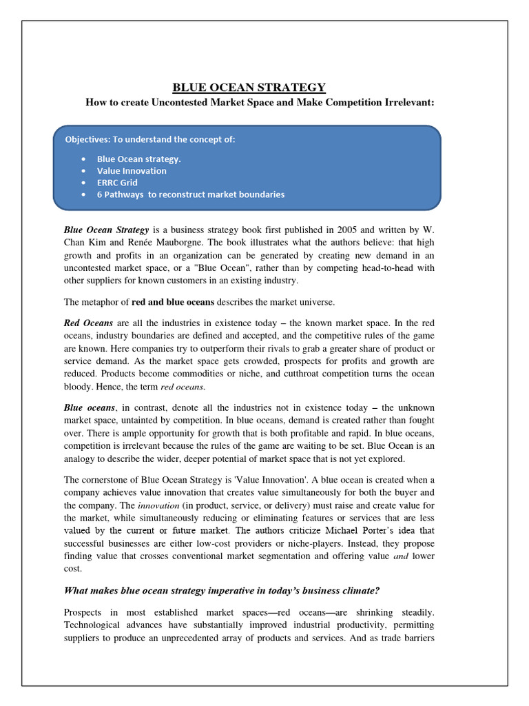 Understanding Blue Ocean Strategy | PDF | Economies | Business