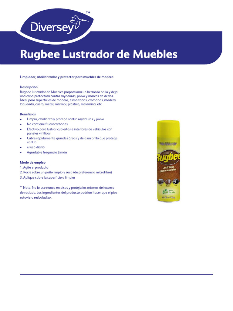 Rugbee: Lustrador y Protector de Muebles | PDF | Agua