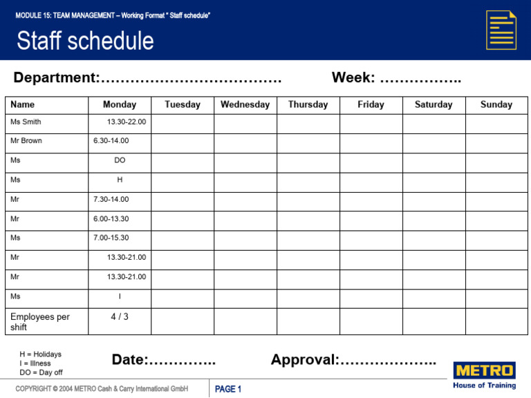 Module 15 - Working Format - Staff Schedule - v2 | PDF | Career & Growth