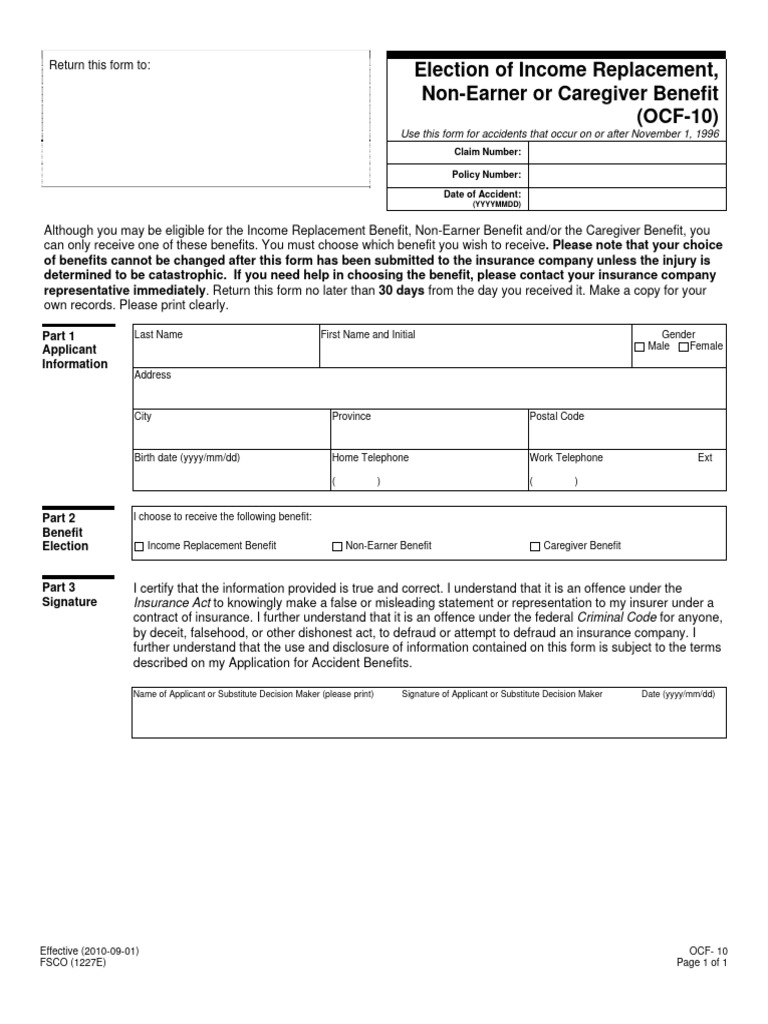 OCF-10 Benefit Election Form | PDF | Justice | Crime & Violence