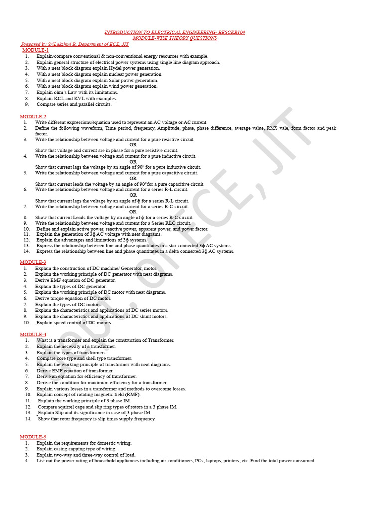 Introduction To Electrical Engineering | PDF | Electric Motor | Transformer
