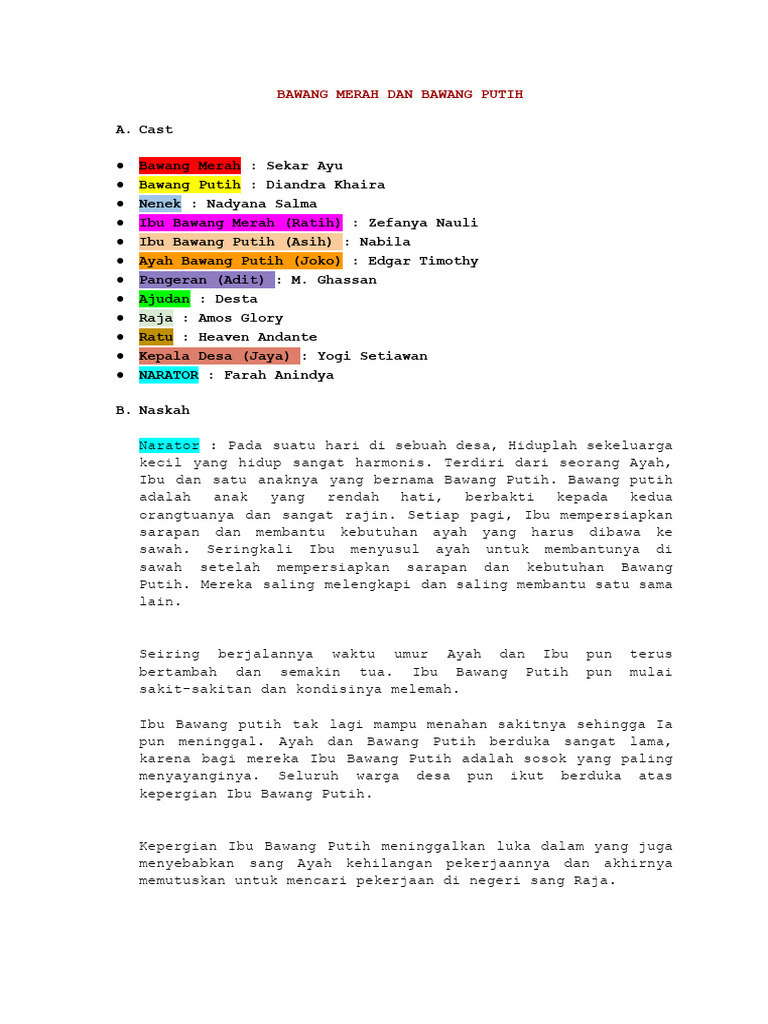 Kisah Bawang Merah dan Bawang Putih | PDF