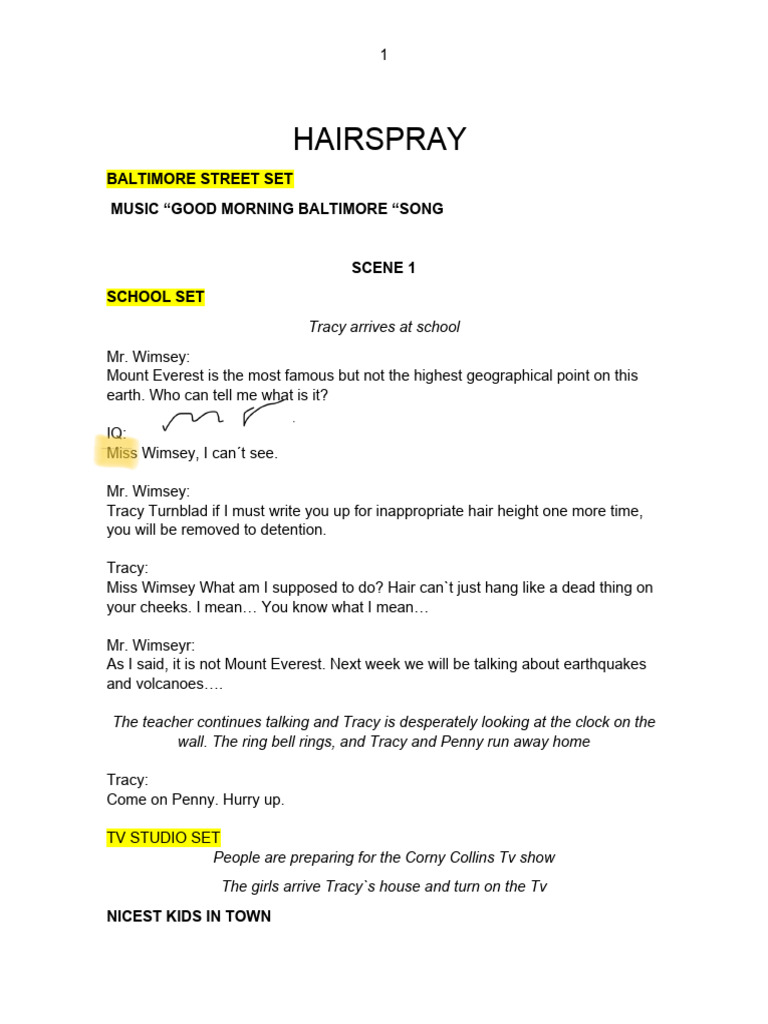 HAIRSPRAY SCRIPT KEPPLER PDF