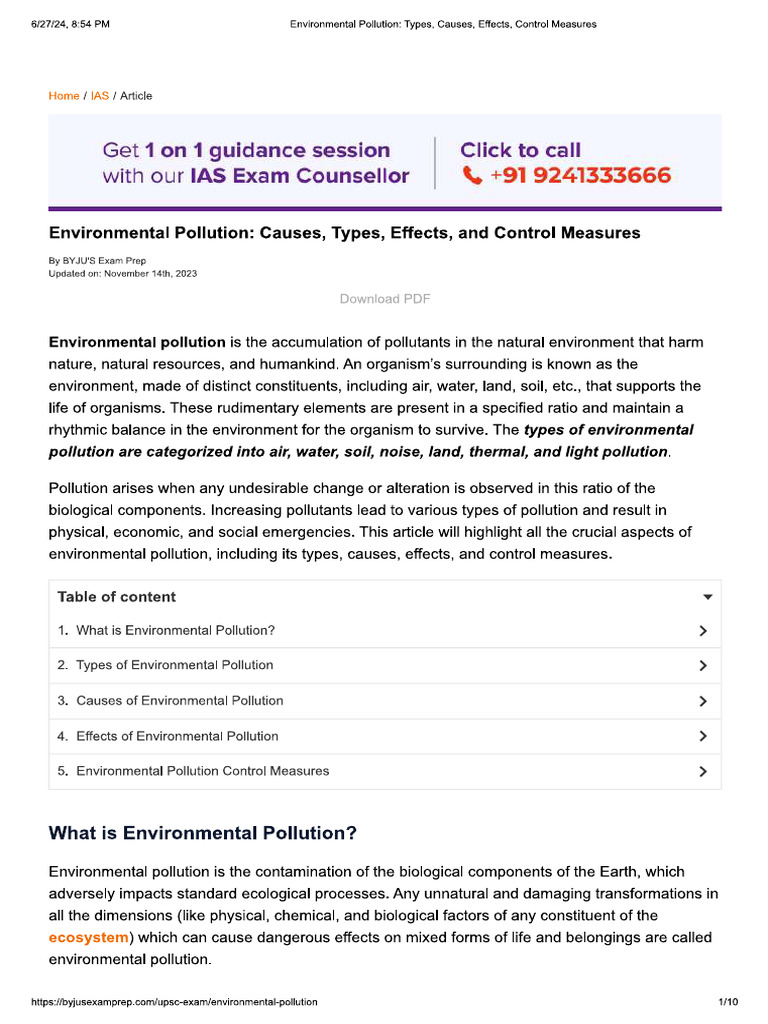 Environmental Pollution PDF | PDF