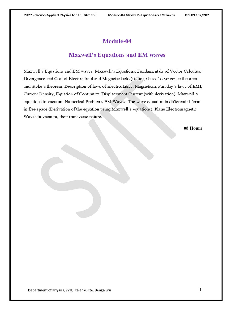 Maxwell's Equations and EM Waves Overview | PDF | Polarization (Waves ...