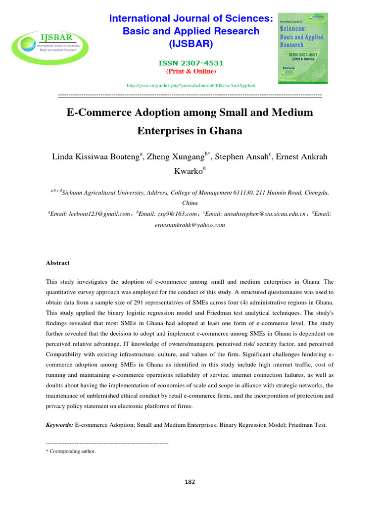 E-Commerce Adoption in Ghana's SMEs | PDF | E Commerce | Small And ...