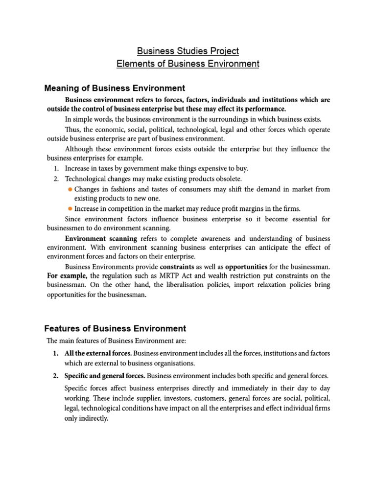 BST Draft - Elements of Business Environment | PDF | Coca Cola | Soft Drink