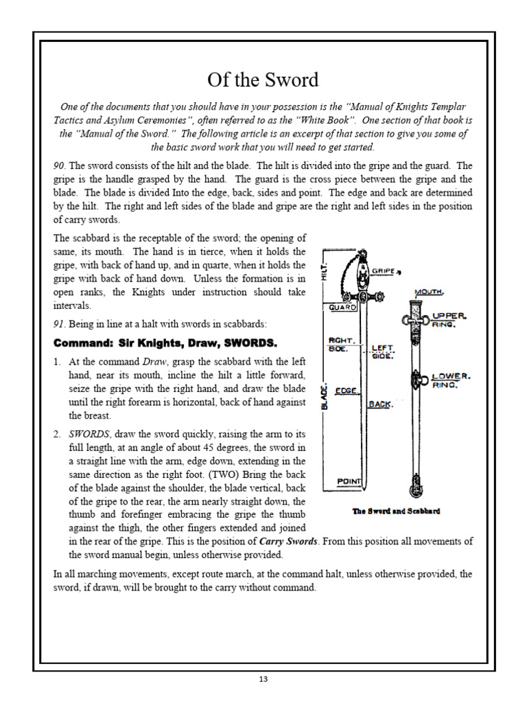 ROTC Sword Manual Commands | PDF | Sword | Hand