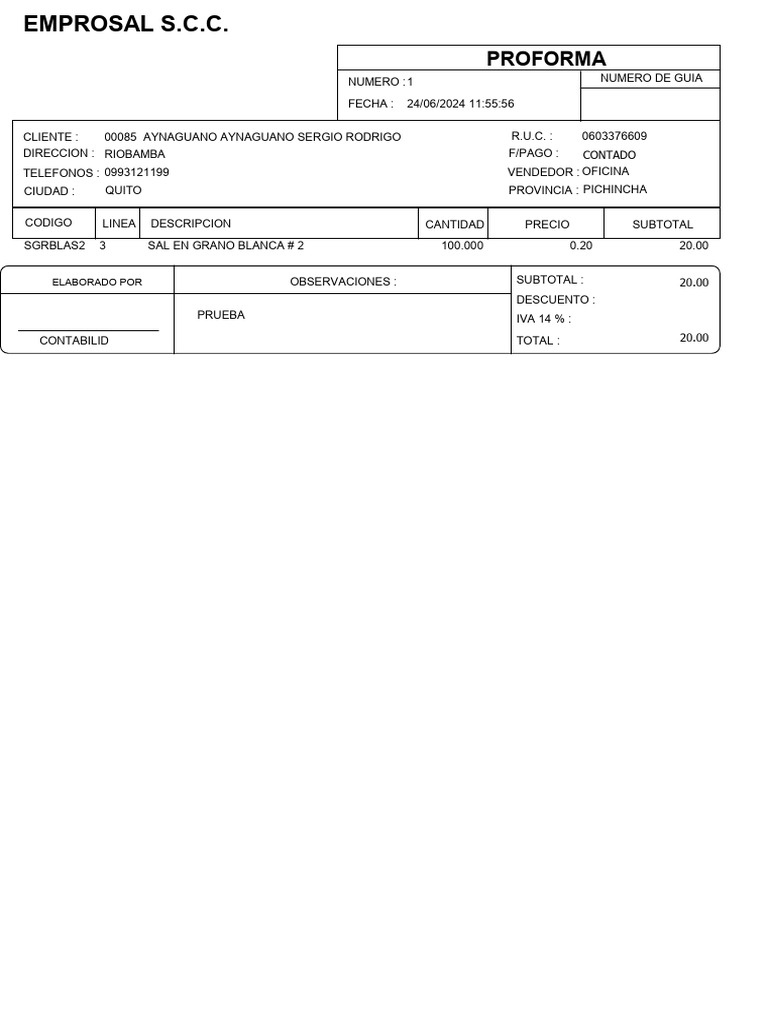 PROFORMA | PDF