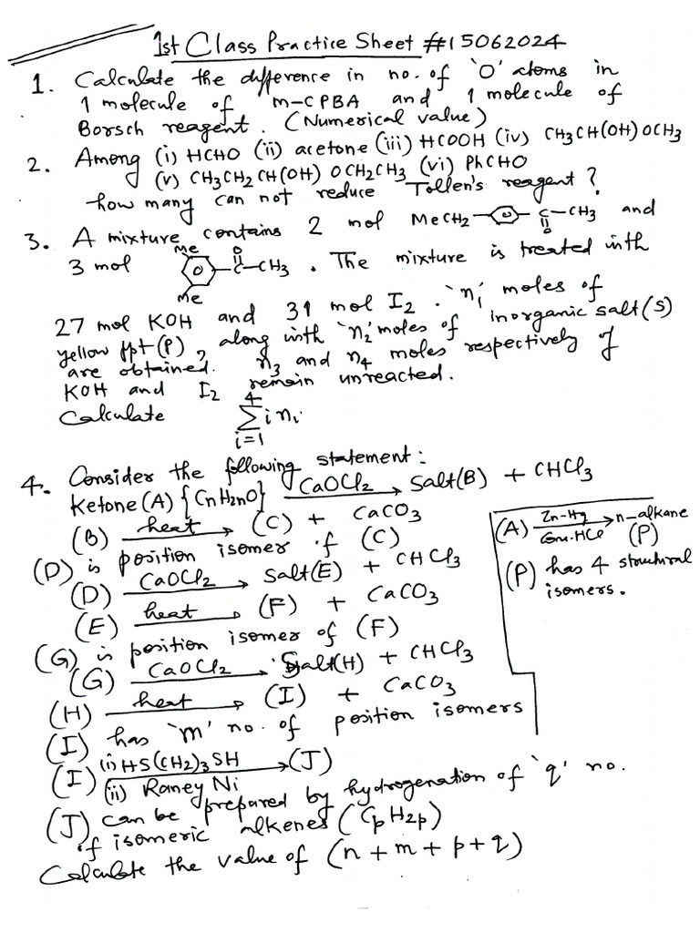Class Practice Sheet 01 - 240615 - 155340 | PDF