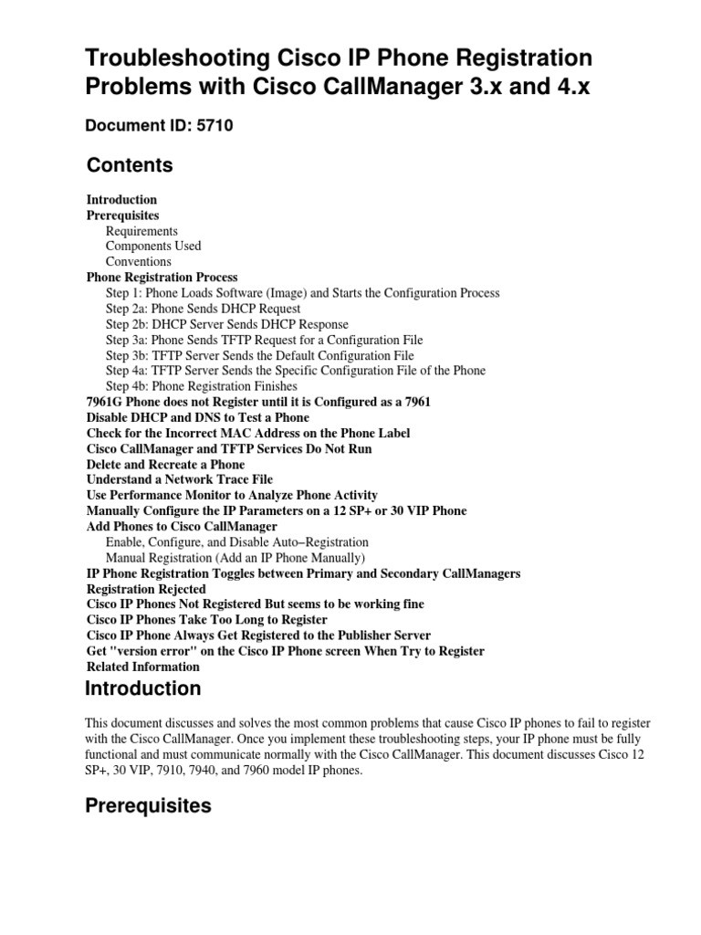 Troubleshooting Cisco Ip Phone Registration Problems With Cisco