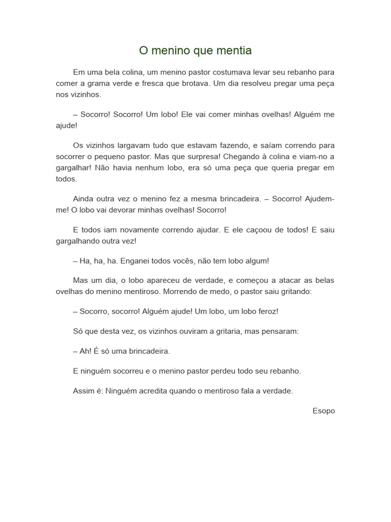O Menino Que Mentia | PDF