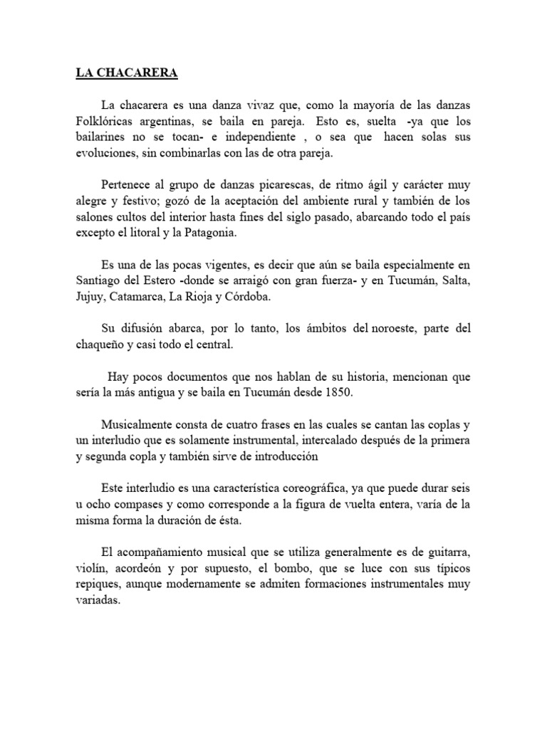 La Chacarera | PDF | Bailes | Las artes escénicas