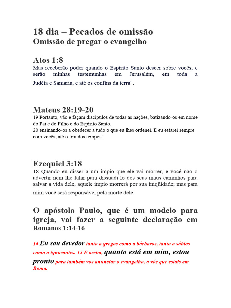 OMISSAO de Pregar o Evangelho | PDF | Jesus | Evangelhos