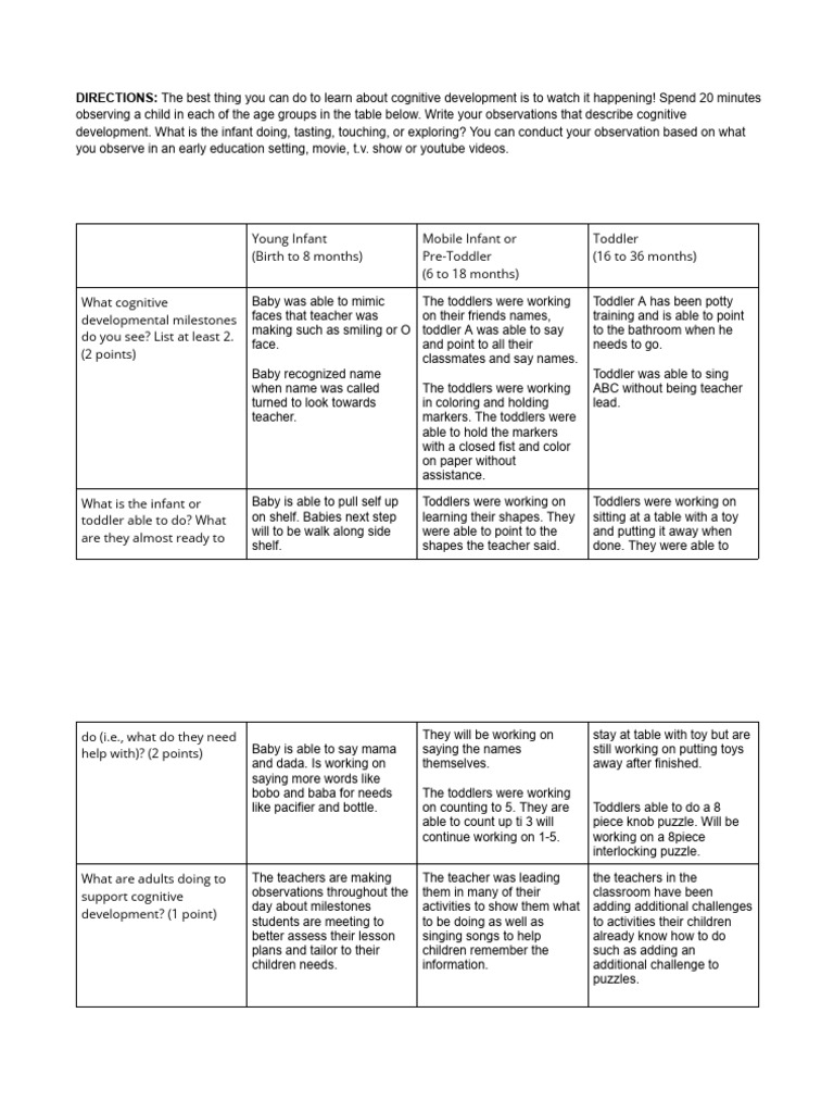 Copy of Stages of Cognitive Development Observation | PDF | Toddler ...