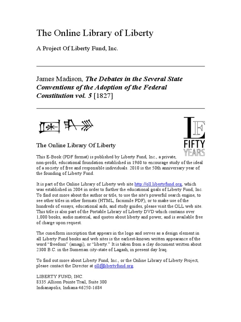 The Debates in The State Conventions of The Adoption of The Federal ...