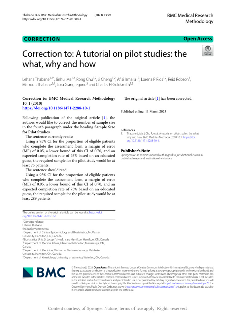 A Tutorial On Pilot Studies The What Why and How | PDF | Creative ...