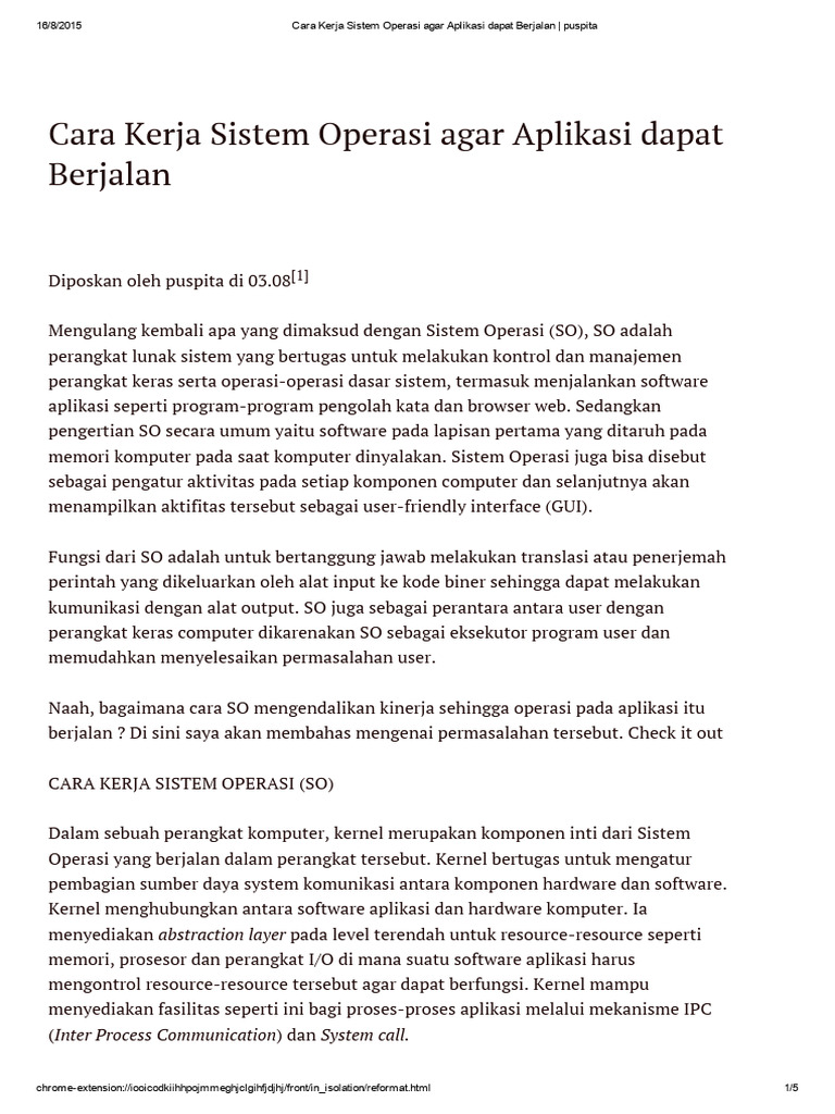 Cara kerja sistem operasi agar aplikasi dapat berjalan puspita pdf