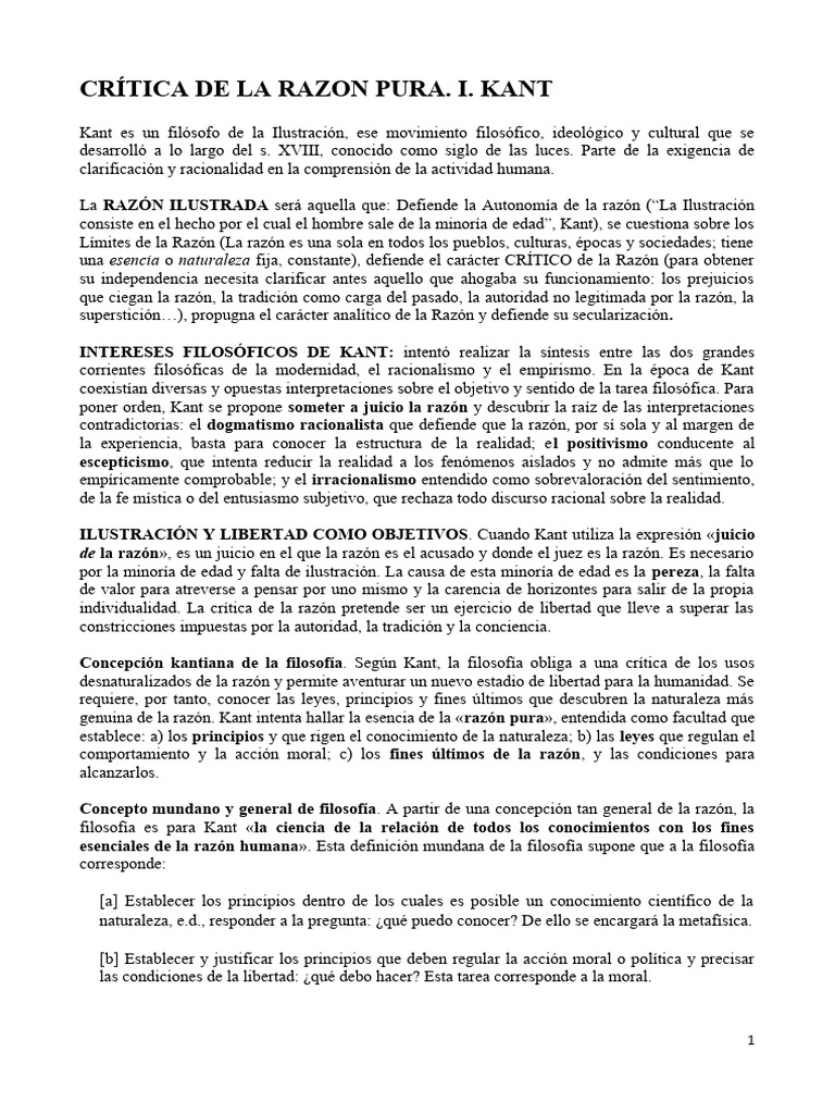 Critica de La Razon Pura | PDF | Immanuel Kant | A priori y a posteriori