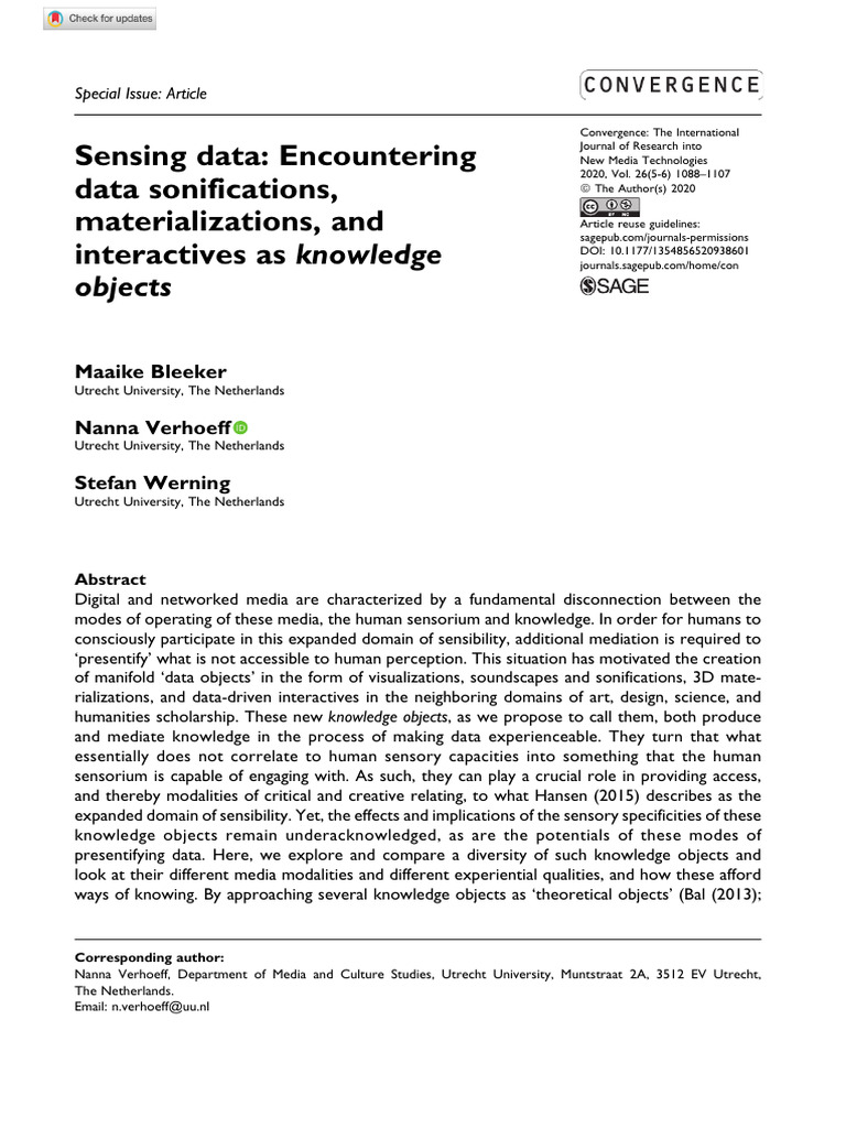 Exploring Knowledge Objects in Data Sensibility | PDF | Human–Computer ...