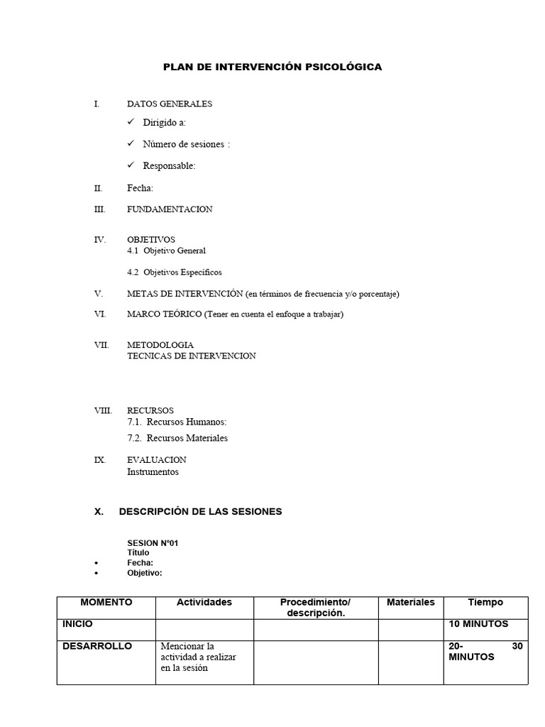 Plan de Intervención Psicológica Efectiva | PDF
