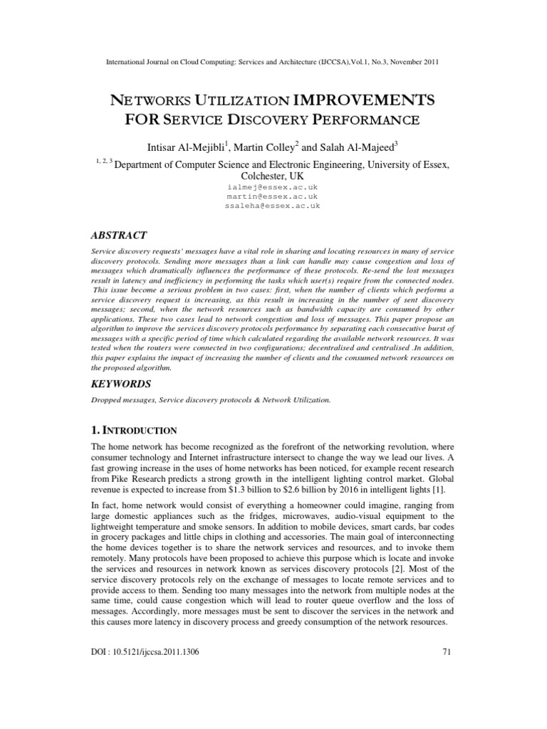 Networks Utilization Improvements For Service Discovery Performance ...