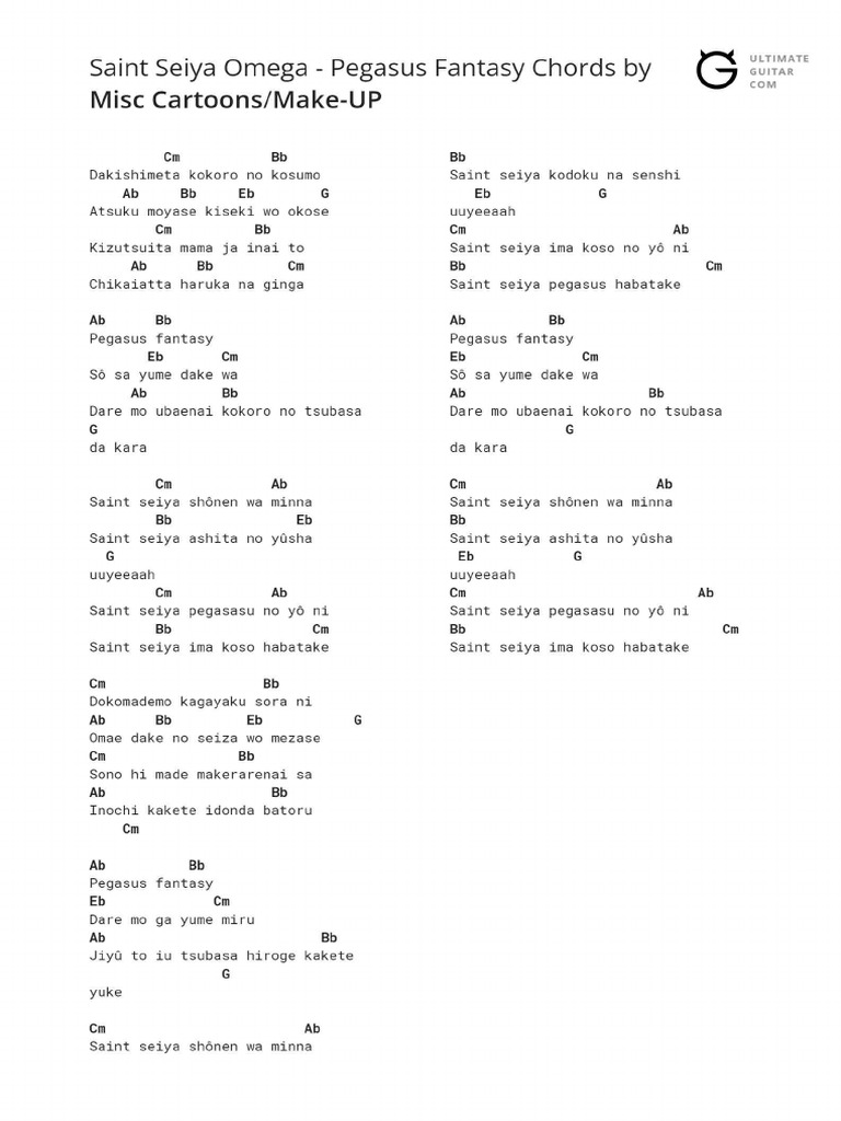 Saint Seiya Omega Pegasus Fantasy Chords PDF