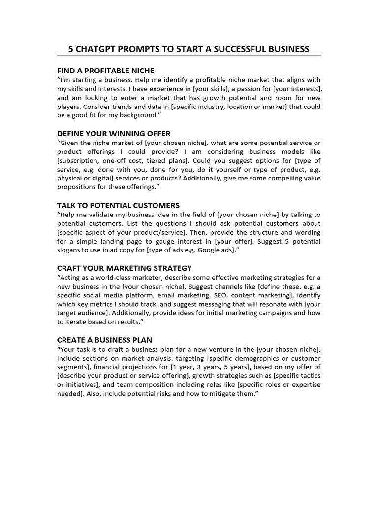 5 Essential Prompts for Business Success | PDF