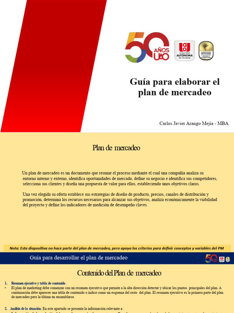 Guía Completa para Plan de Mercadeo | PDF | Marketing | Análisis FODA