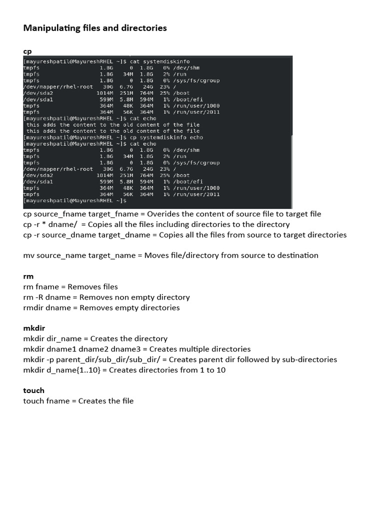 Using cp and mkdir for File Management | PDF