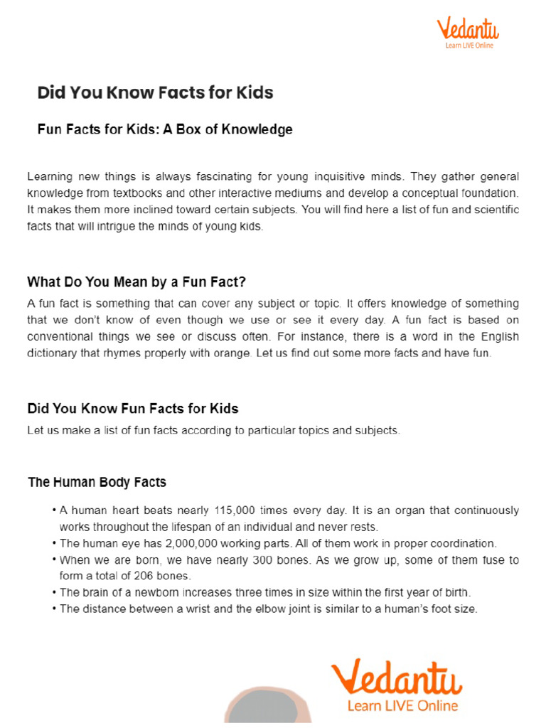 Did You Know Facts For Kids Pdf