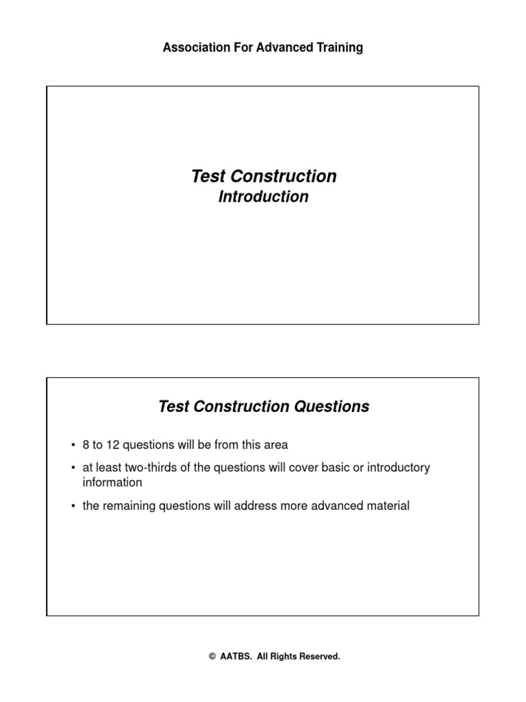Test Construction Slides | PDF | Validity (Statistics) | Quantitative ...