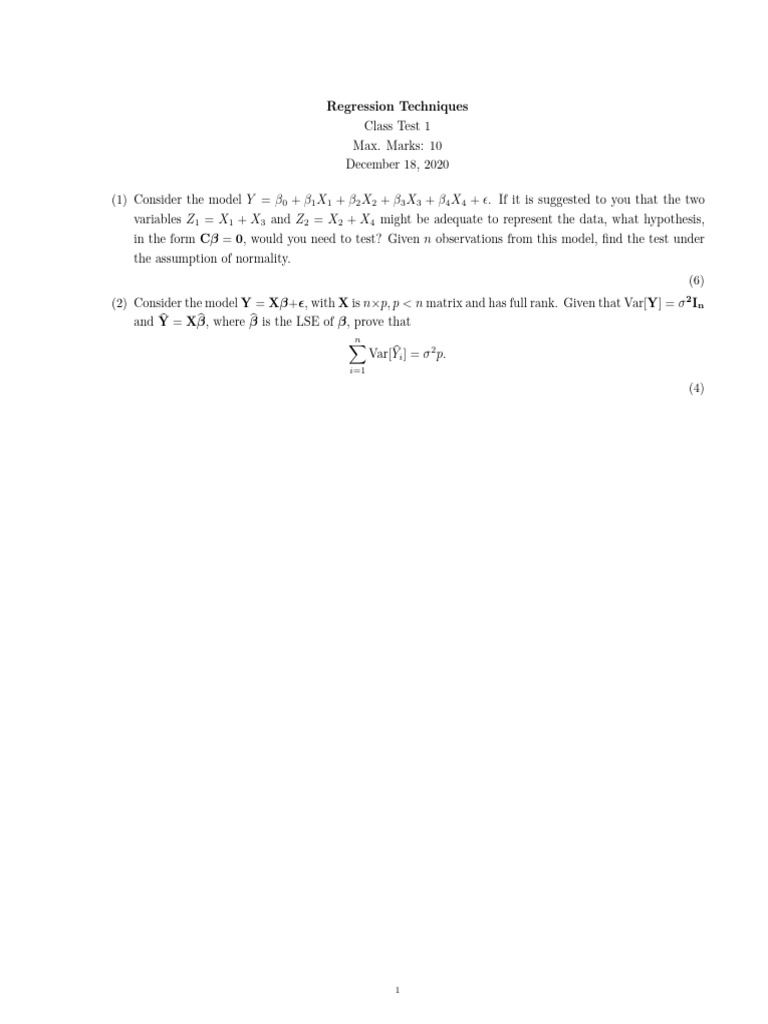 Regression Techniques Exam Series | PDF | Regression Analysis ...