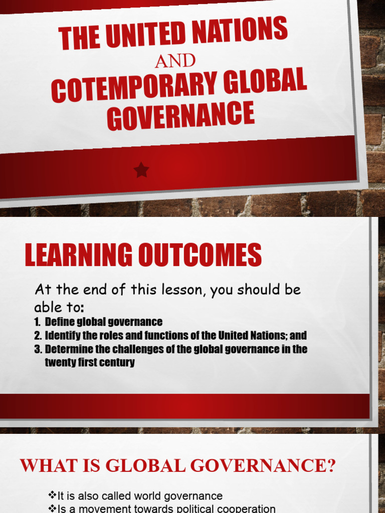 UN's Role in Global Governance Challenges | PDF | United Nations ...