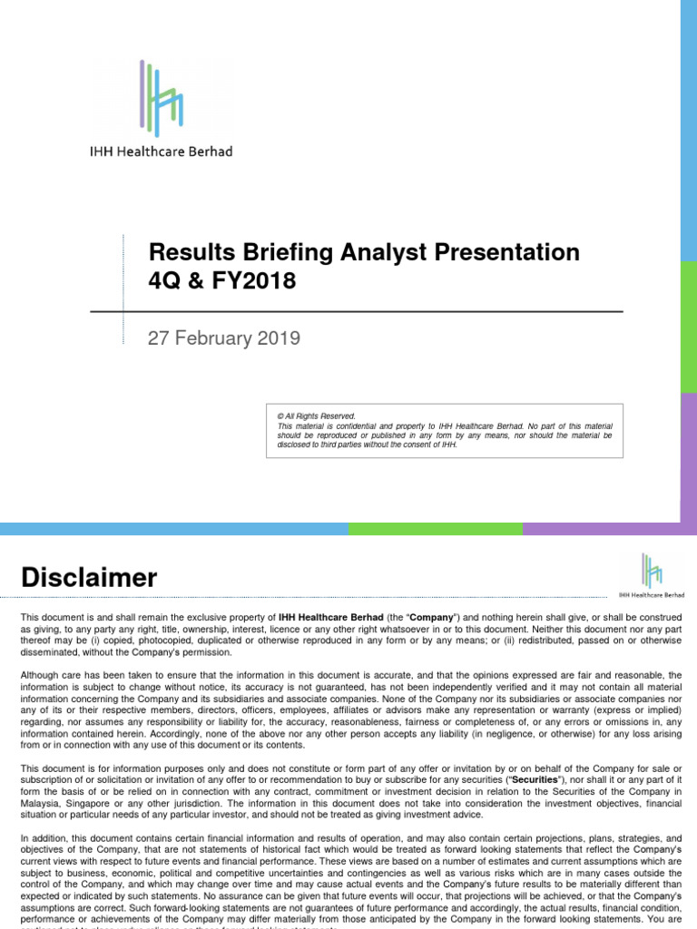 IHH Healthcare Q4 2018 Results Summary | PDF | Investing | Interest