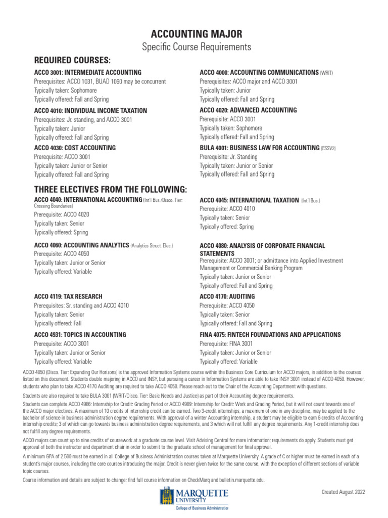 Accounting Major Course Requirements | PDF | Accounting | Payments