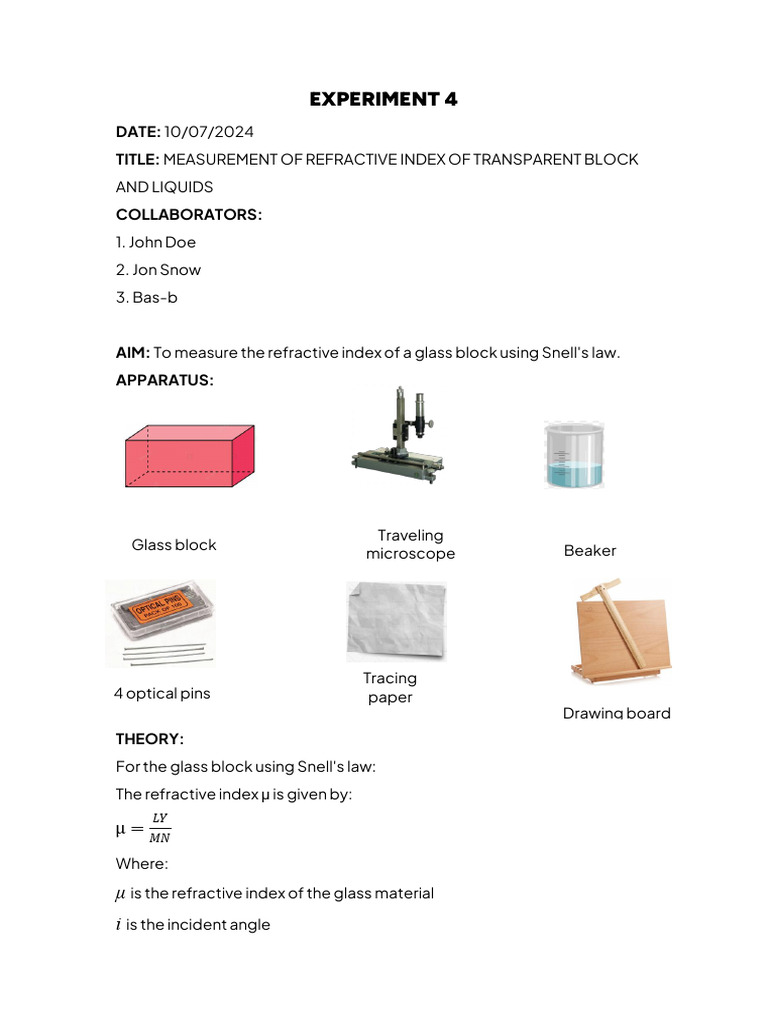 Physics Report 4 | PDF | Refraction | Refractive Index