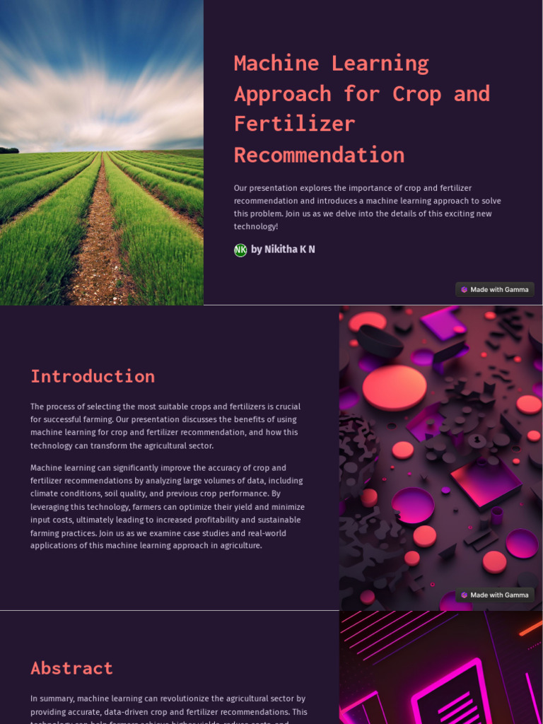 Machine Learning Approach For Crop and Fertilizer Recommendation | PDF ...