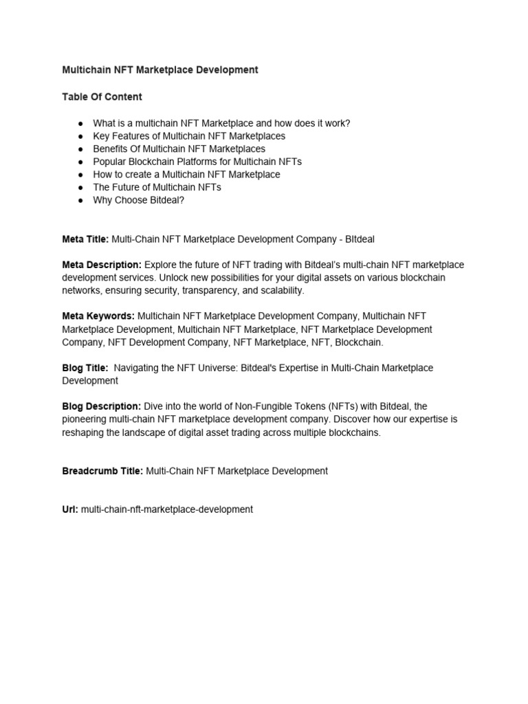 Multichain NFT Marketplace Development | PDF | Computing | Service ...