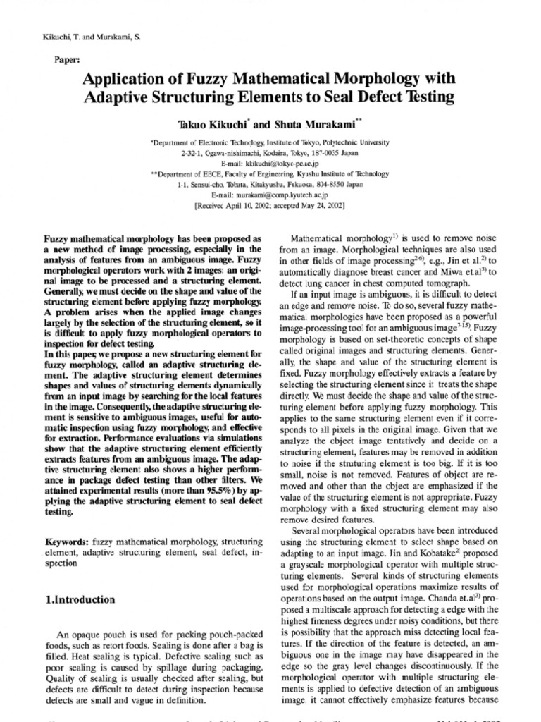 Application of Fuzzy Mathematical Morphorogy With Adaptive Structuring ...